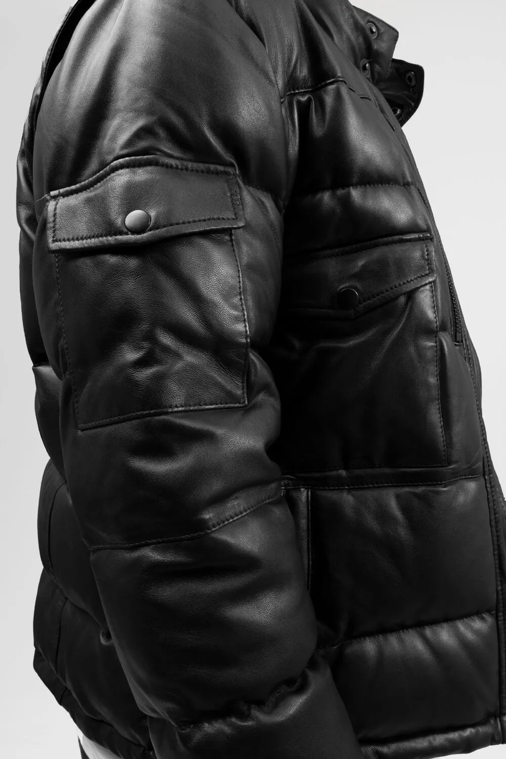 Jace Men's Puffer Leather Jacket (POS)