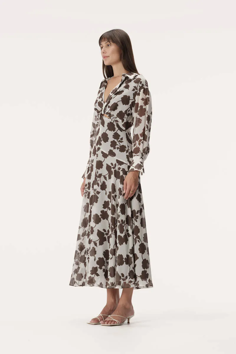 Jil Dress Chocolate Floral Print