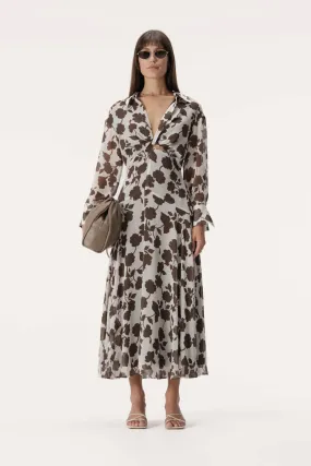 Jil Dress Chocolate Floral Print