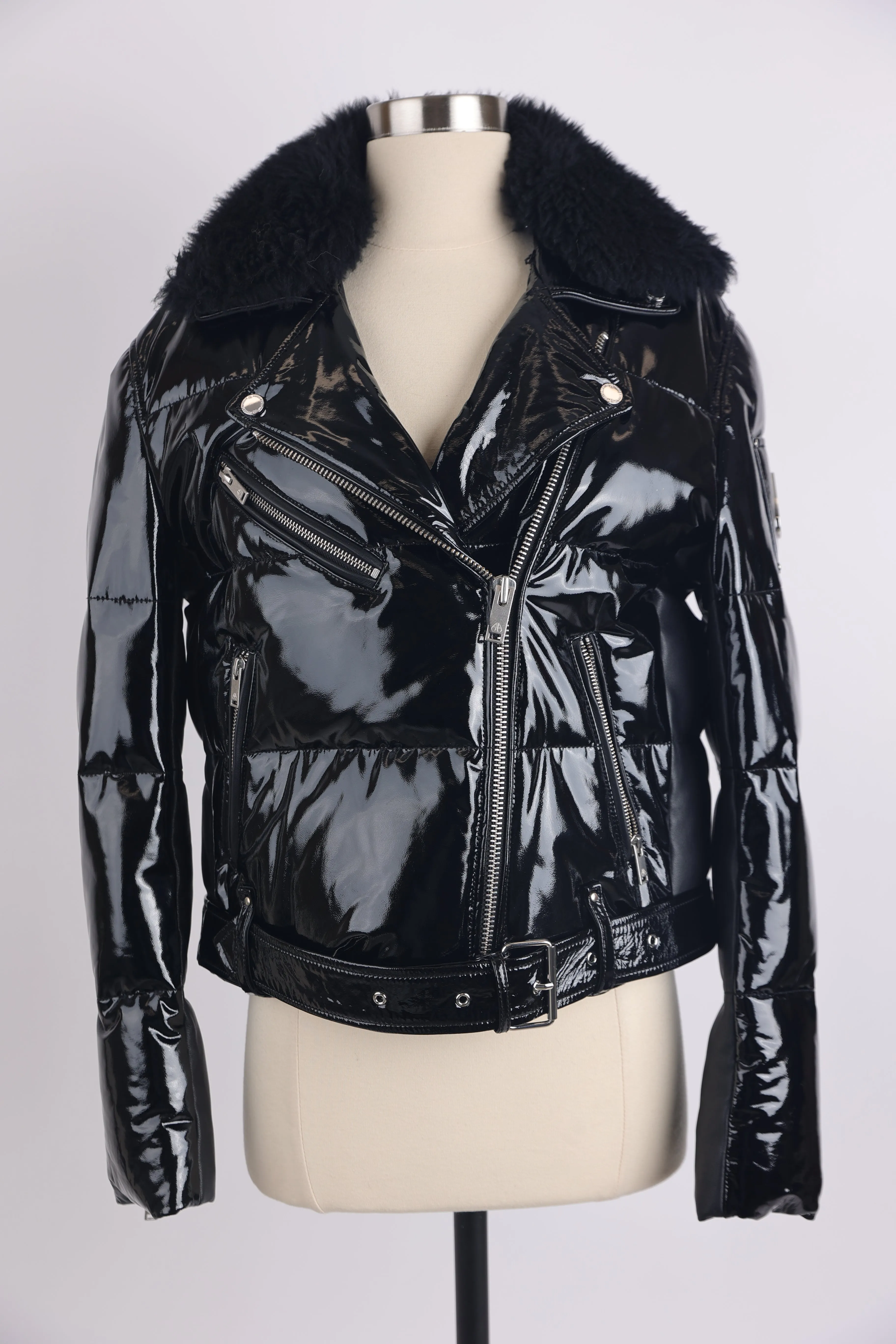 Kenney Patent Leather Down Puffer Jacket