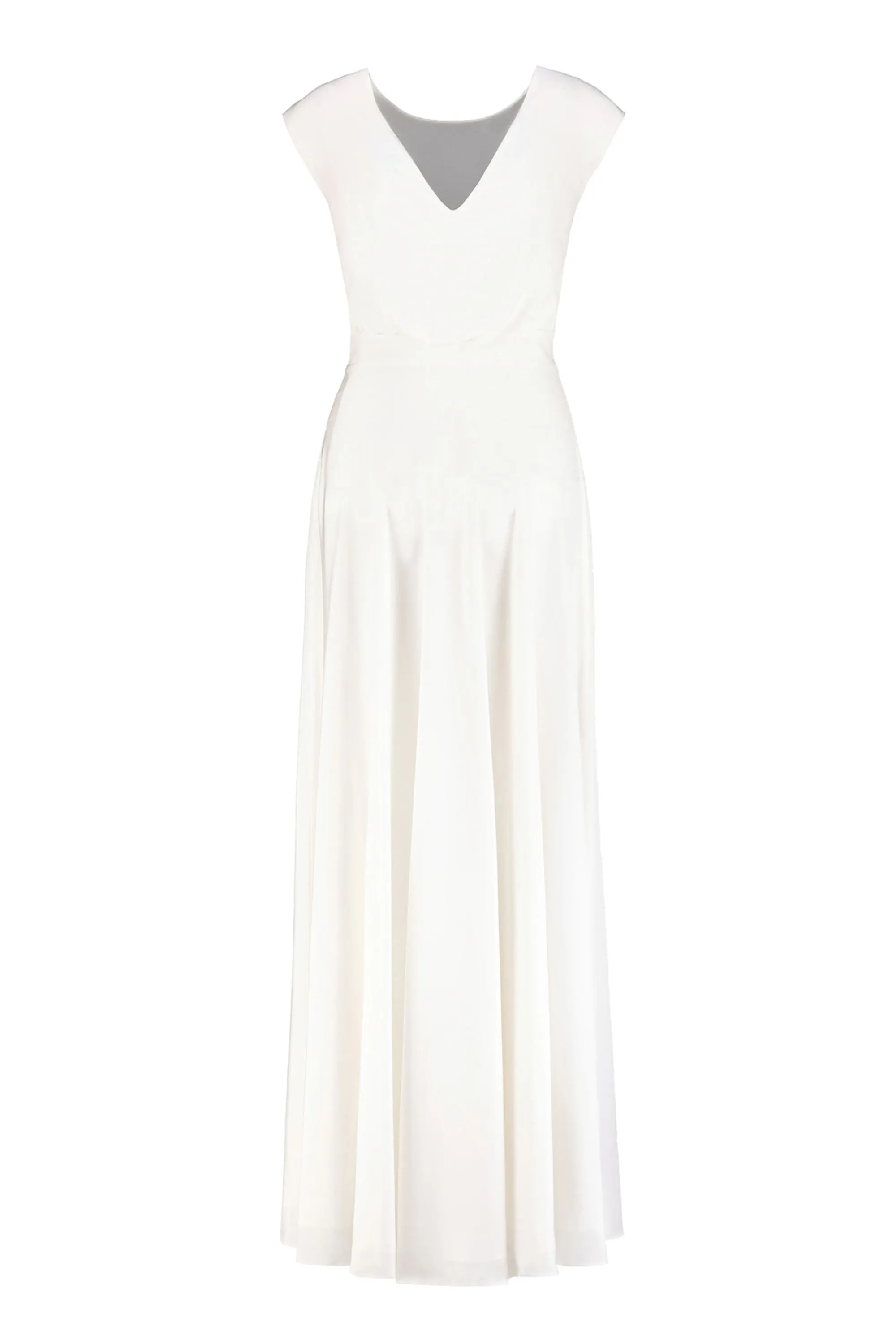 LAELIA IVORY SILK CREPE EVENING GOWN