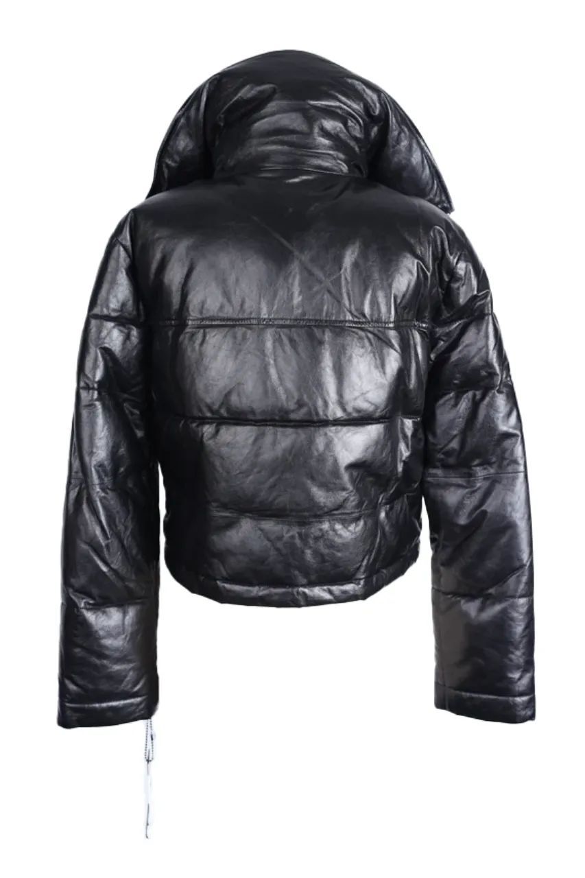 Leather Down Puffer Jacket W/ Removable Padded Insert