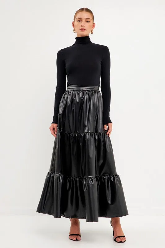 Let's Dance Faux Leather Black Maxi Skirt