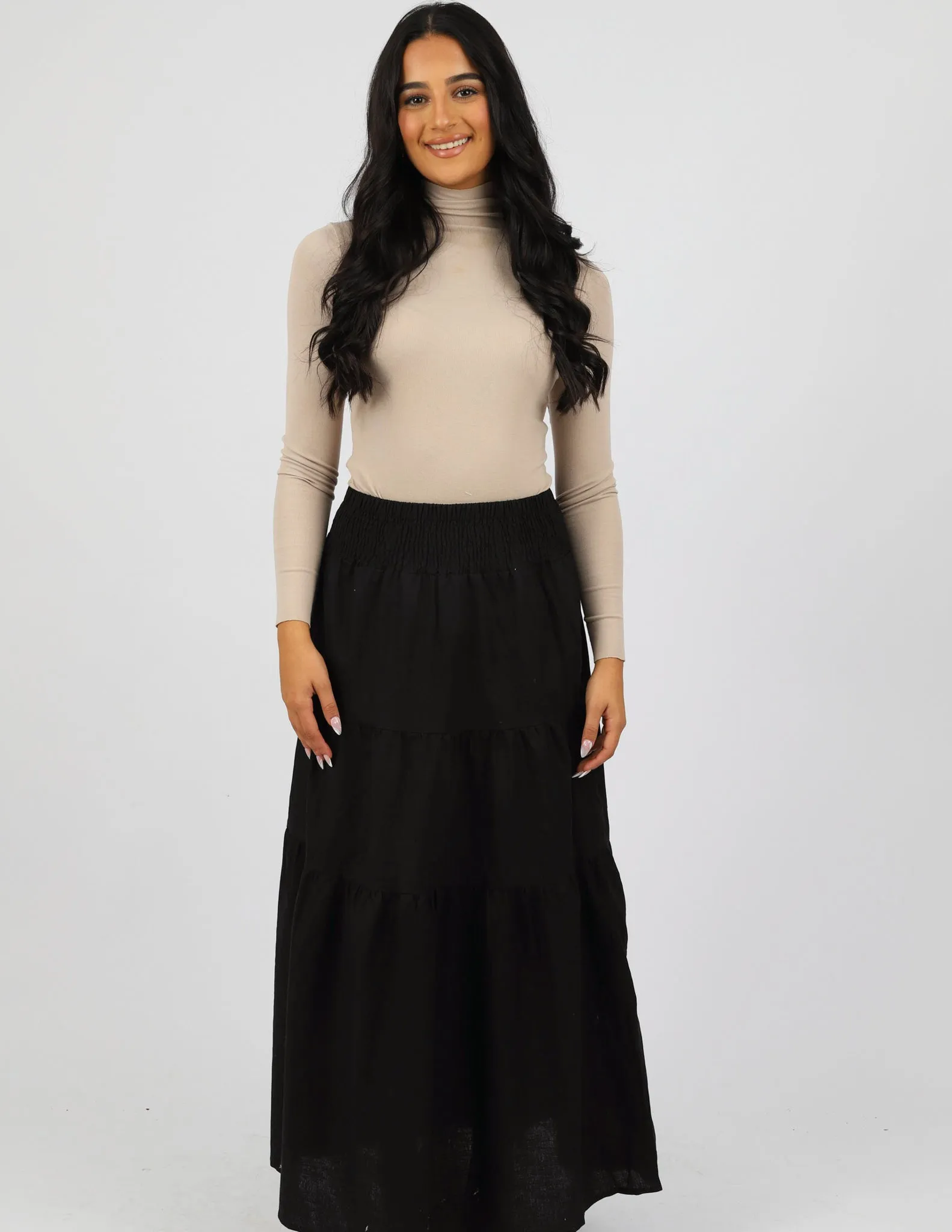 Linen Tiered Maxi Skirt