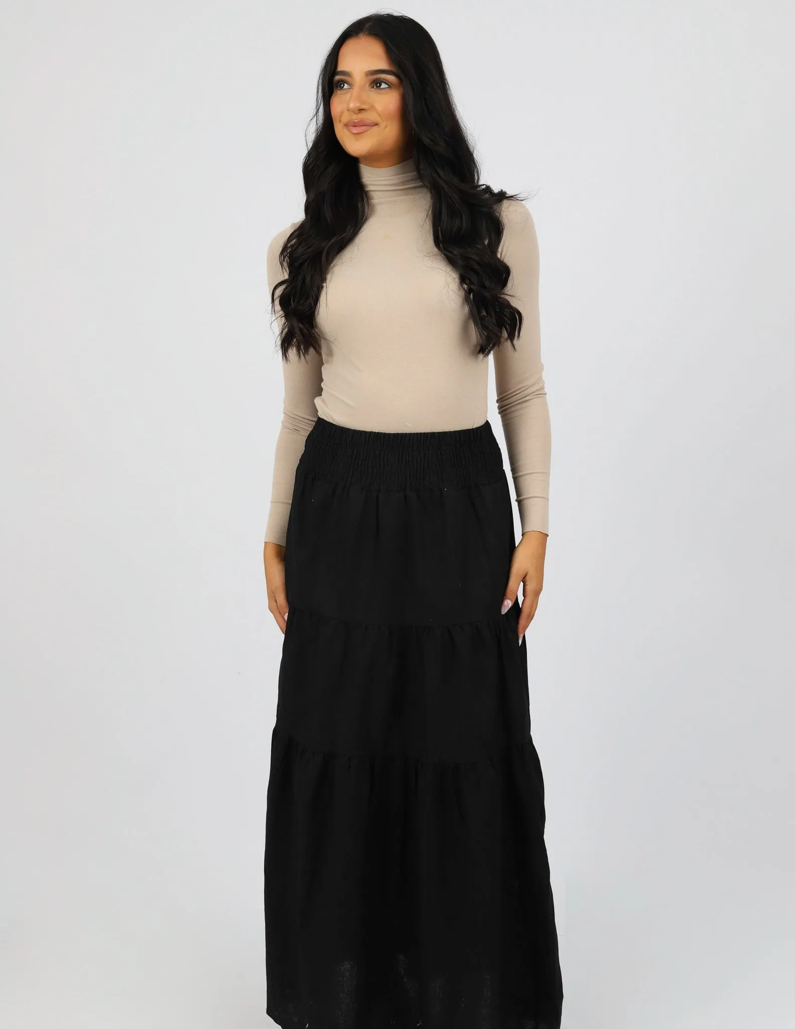 Linen Tiered Maxi Skirt