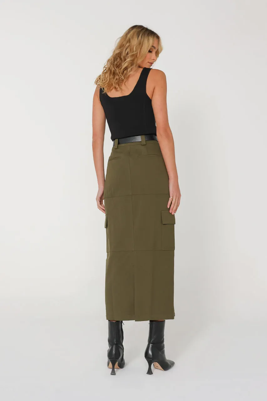 Lisa Cargo Maxi Skirt | Khaki