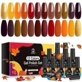 MEFA Gel Nail Polish Set | 12 Colors - Warm Tones