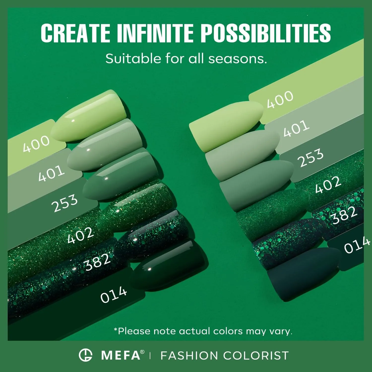 MEFA Green Gel Nail Polish | Misty Forest | 6 Colors