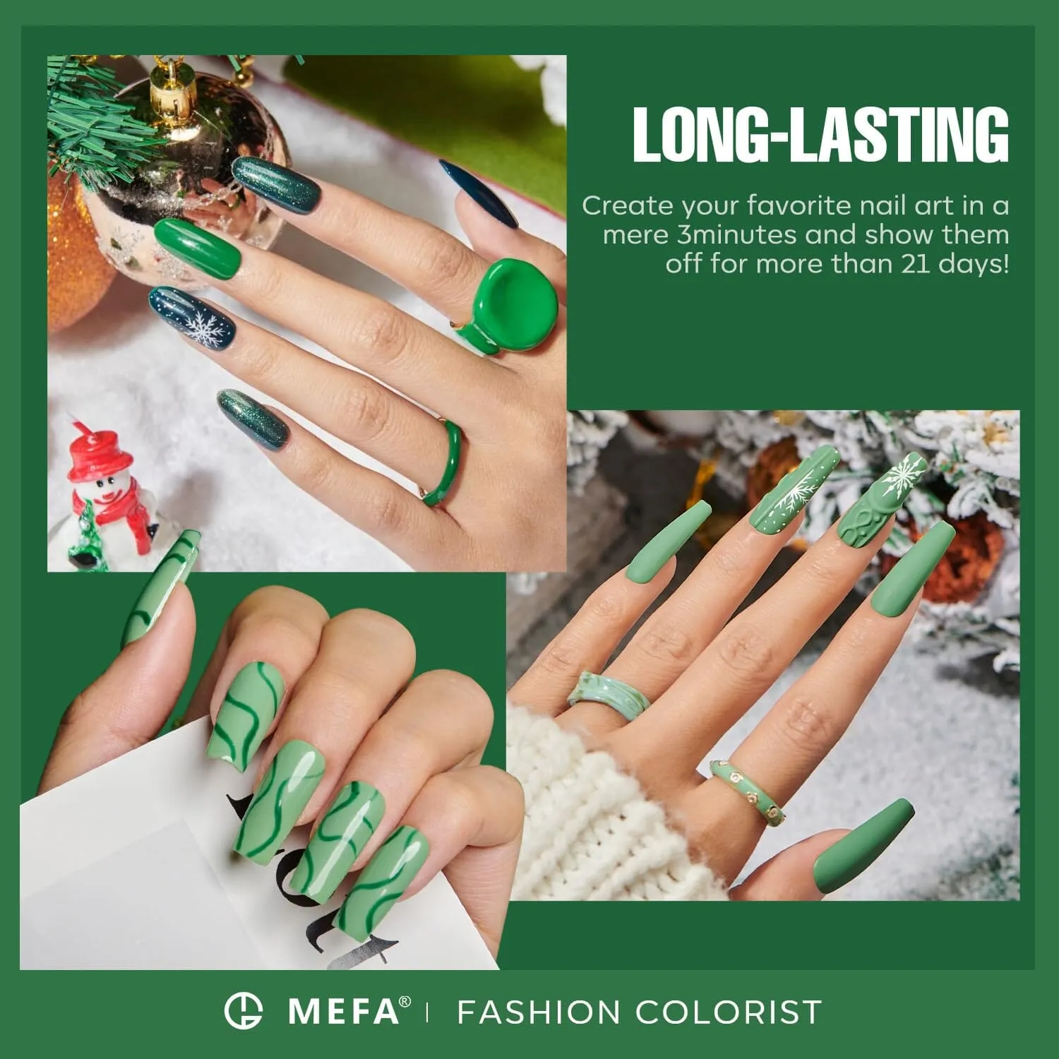 MEFA Green Gel Nail Polish | Misty Forest | 6 Colors