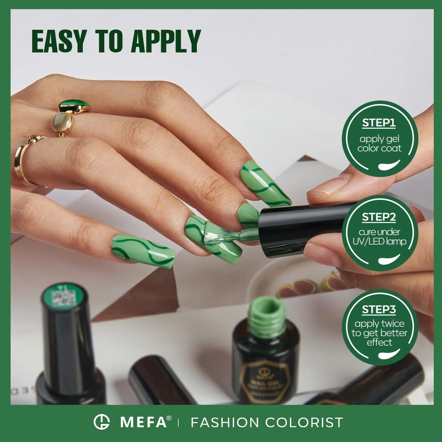 MEFA Green Gel Nail Polish | Misty Forest | 6 Colors