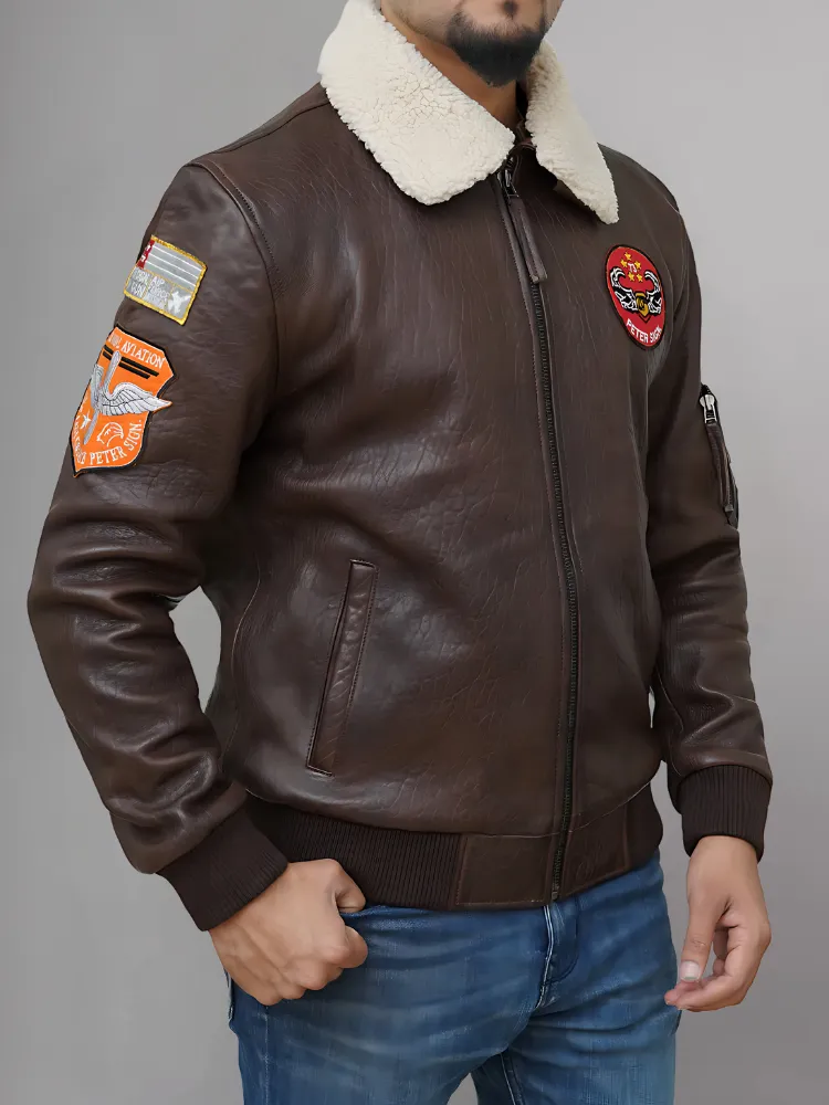 MEN'S BLACK LEATHER FLYING JACKET