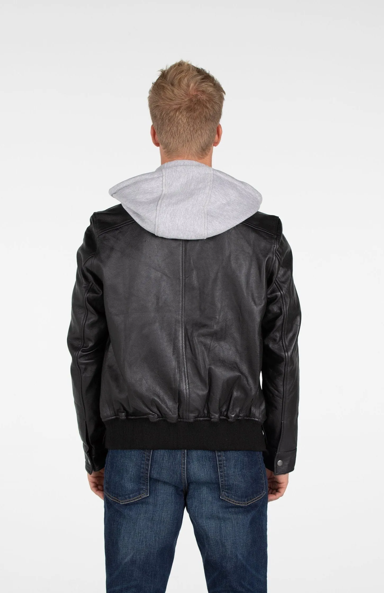 Men's Lambskin Hooded Leather Bomber Jacket