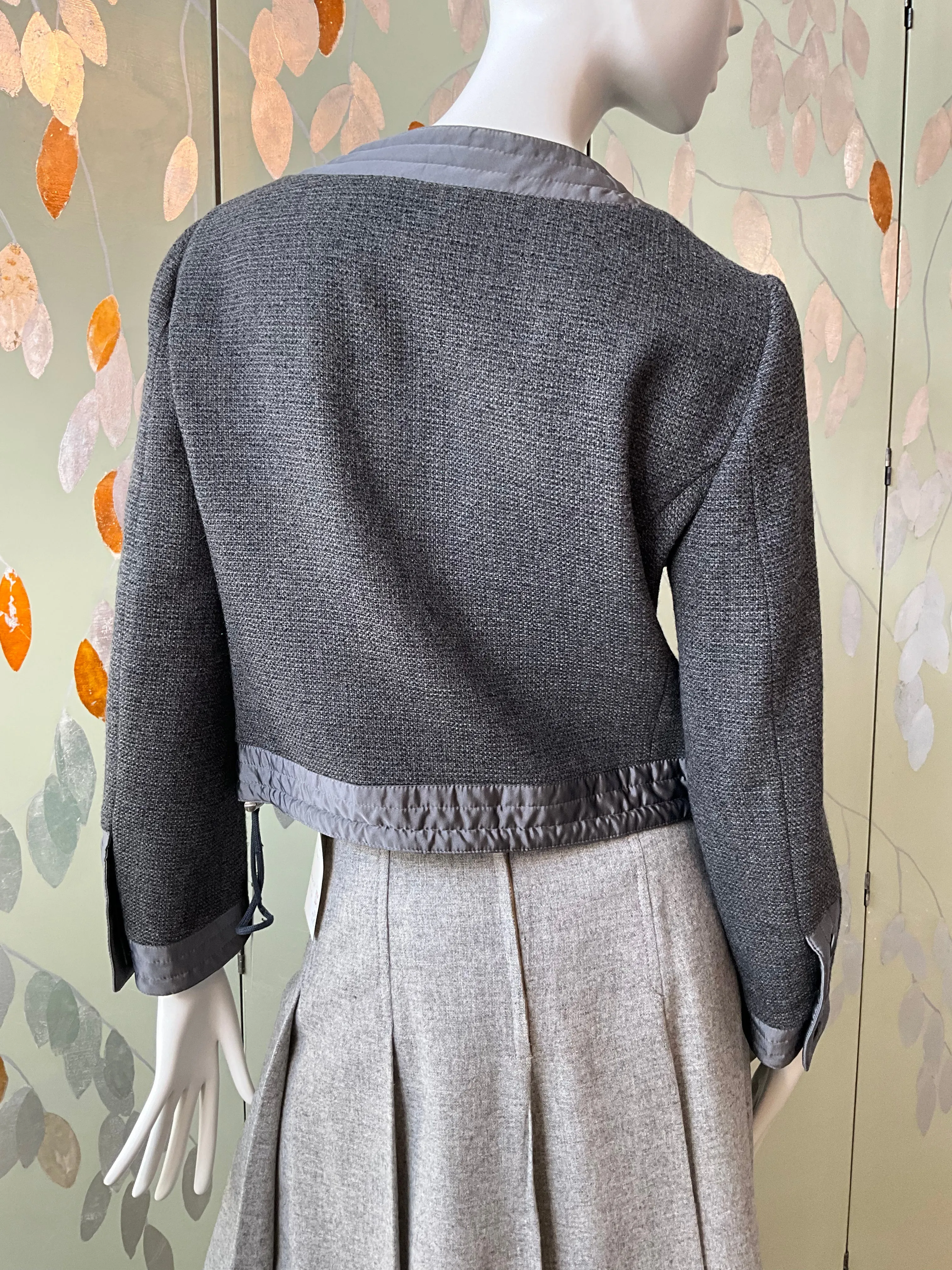 Moschino Grey Wool & Silk Cropped Jacket, Medium