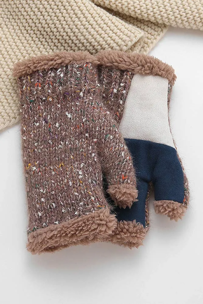 Multicolor Knitted Fingerless Gloves