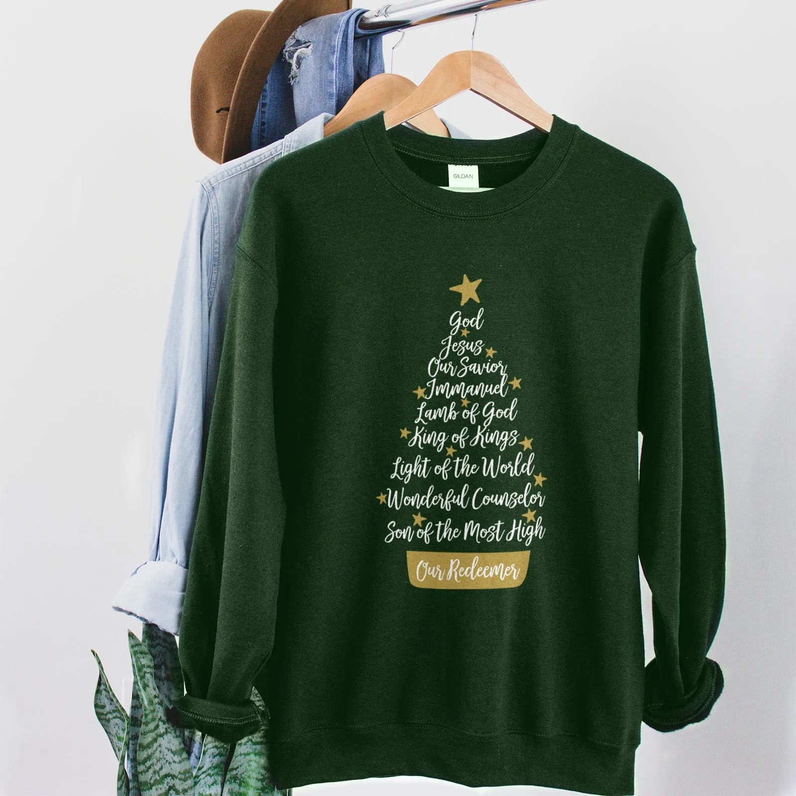 Names of Jesus Christmas Tree Sweatshirt