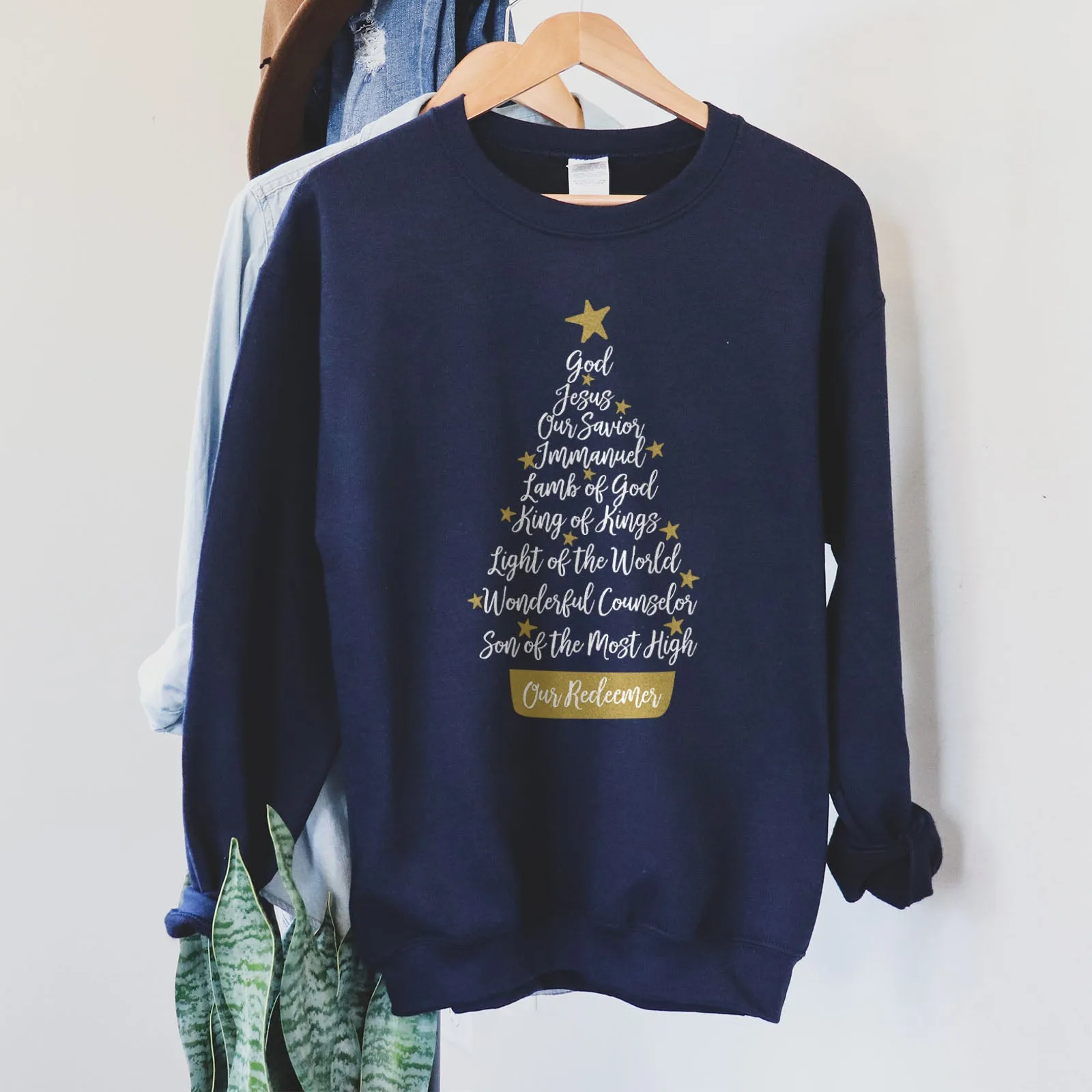 Names of Jesus Christmas Tree Sweatshirt