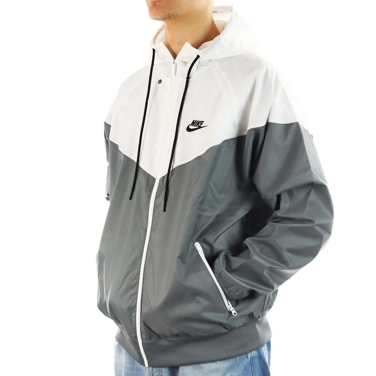 Nike Woven Windrunner Regen Jacke DA0001-084 - weiss-hellgrau