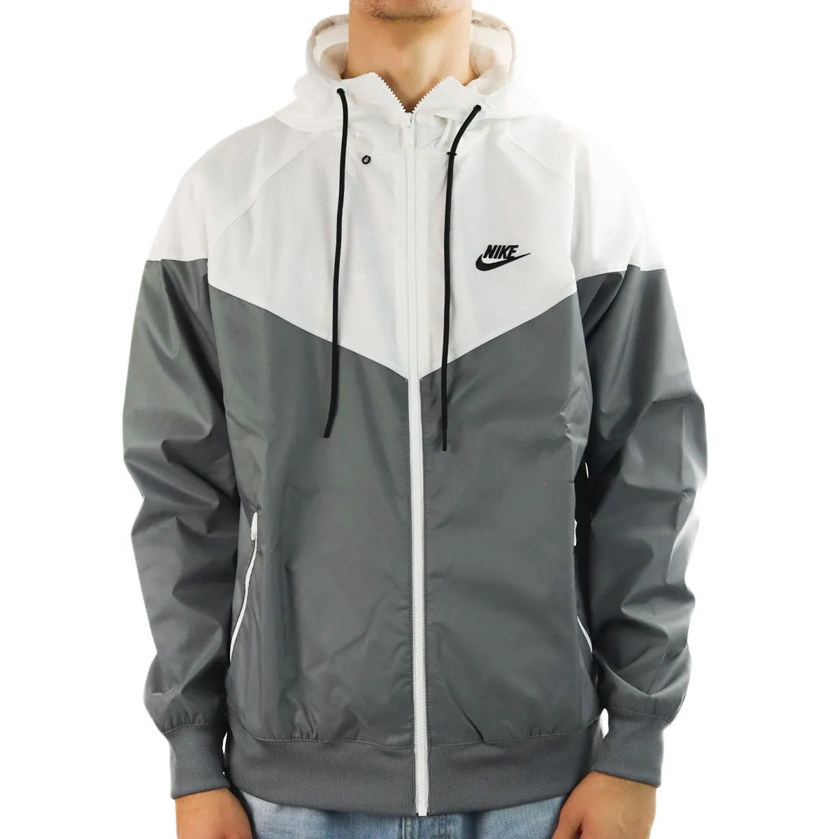 Nike Woven Windrunner Regen Jacke DA0001-084 - weiss-hellgrau