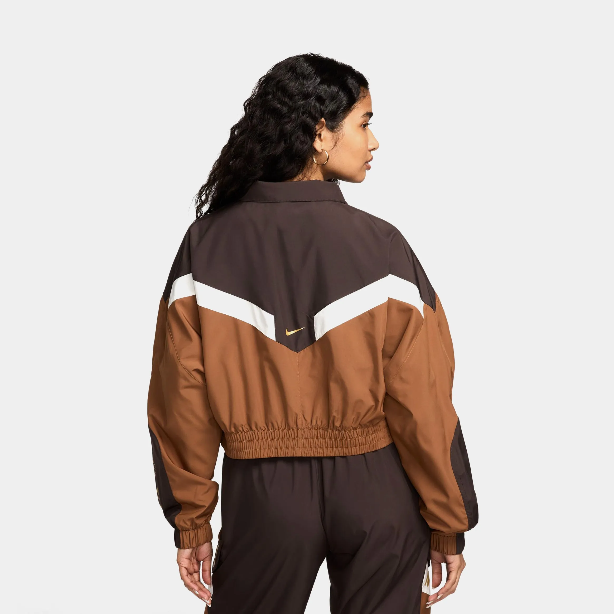 NSW Woven Zip Windrunner Womens Jacket (Brown/Beige)