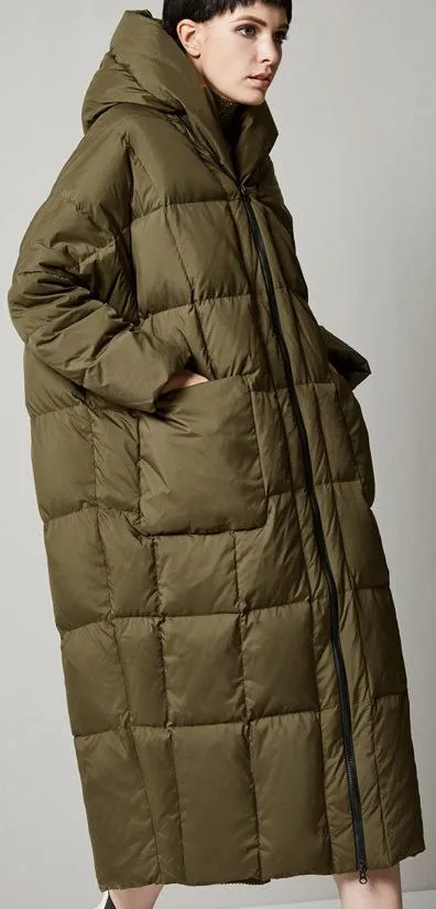 Oversized Puffer Coat - Green, Grey or Black