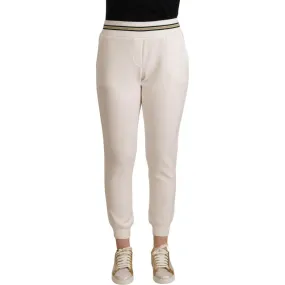 Patrizia Pepe Chic White Mid Waist Jogger Pants