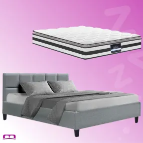 Queen Package | Bondi Bed Grey & Normay Pillow Top Mattress (Medium Firm)