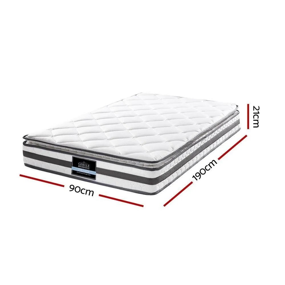 Single Package | Coogee Bed Grey & Normay Bonnell Spring Pillow Top Mattress (Medium Firm)