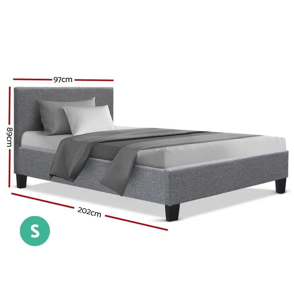 Single Package | Coogee Bed Grey & Normay Bonnell Spring Pillow Top Mattress (Medium Firm)