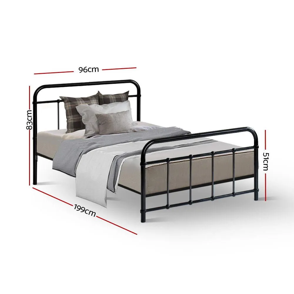 Single Package | Leo Metal Bed Frame Black & Bonita Pillow Top Mattress (Medium Firm)