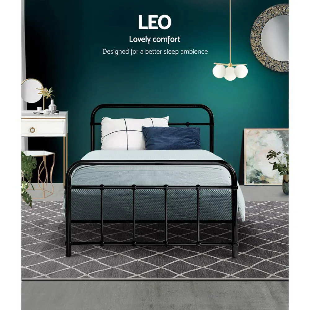 Single Package | Leo Metal Bed Frame Black & Bonita Pillow Top Mattress (Medium Firm)