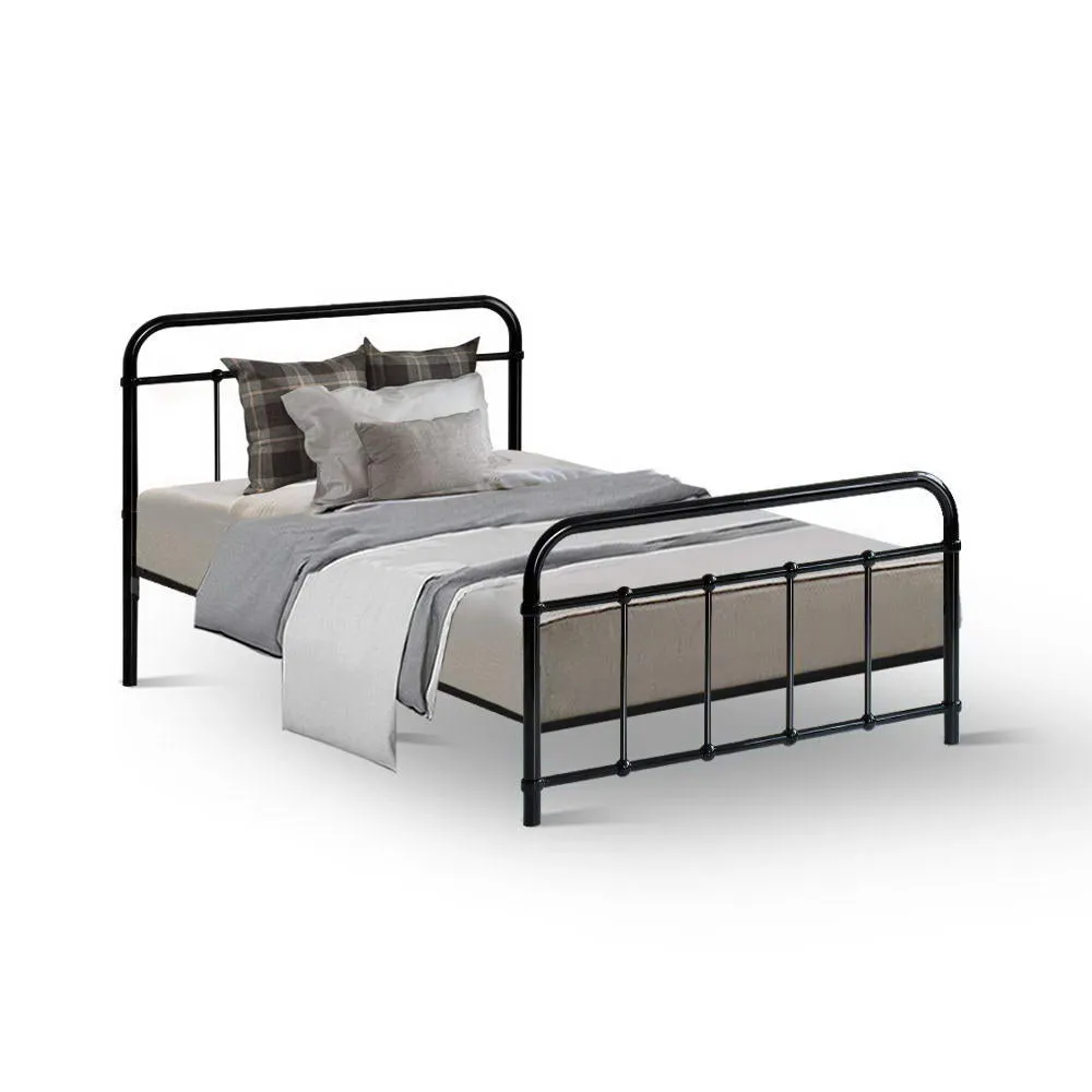 Single Package | Leo Metal Bed Frame Black & Bonita Pillow Top Mattress (Medium Firm)