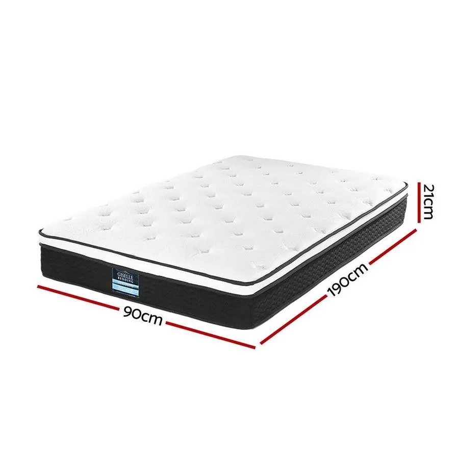 Single Package | Leo Metal Bed Frame Black & Bonita Pillow Top Mattress (Medium Firm)