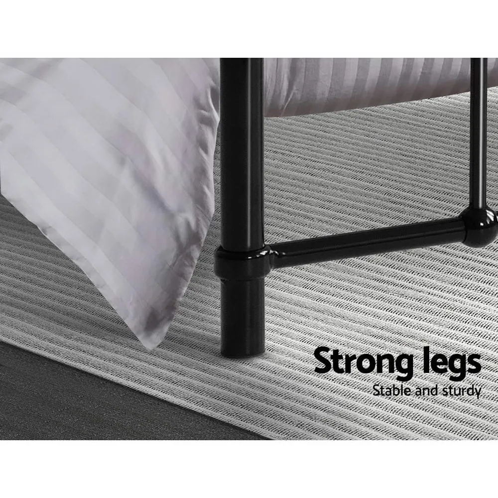 Single Package | Leo Metal Bed Frame Black & Bonita Pillow Top Mattress (Medium Firm)