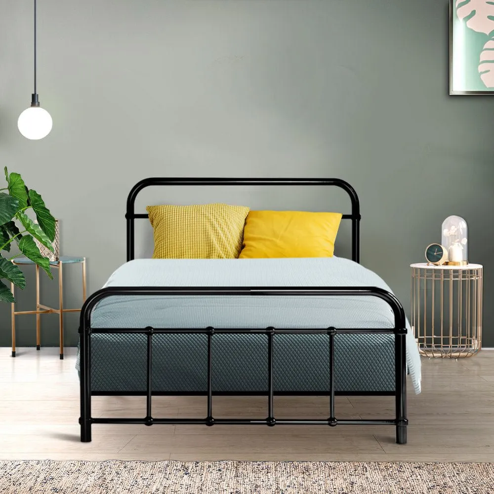 Single Package | Leo Metal Bed Frame Black & Bonita Pillow Top Mattress (Medium Firm)