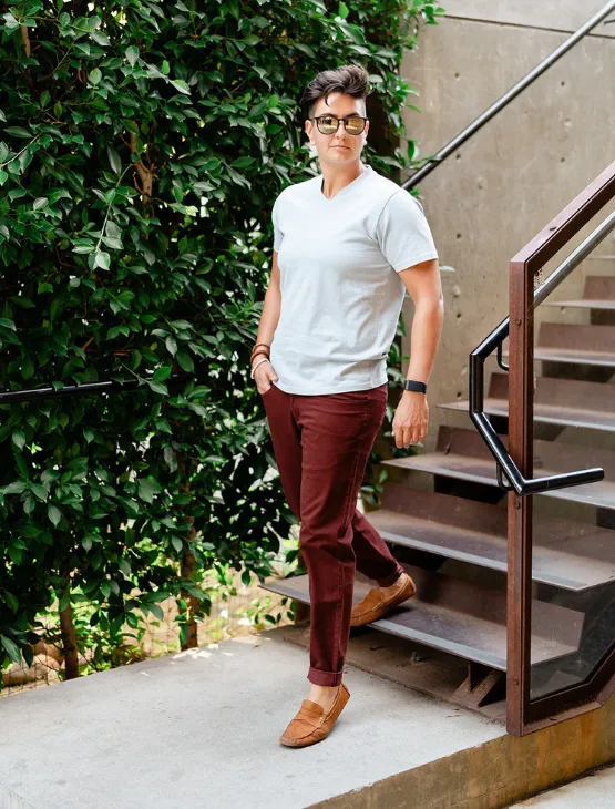 Slim Burgundy Chino Pants