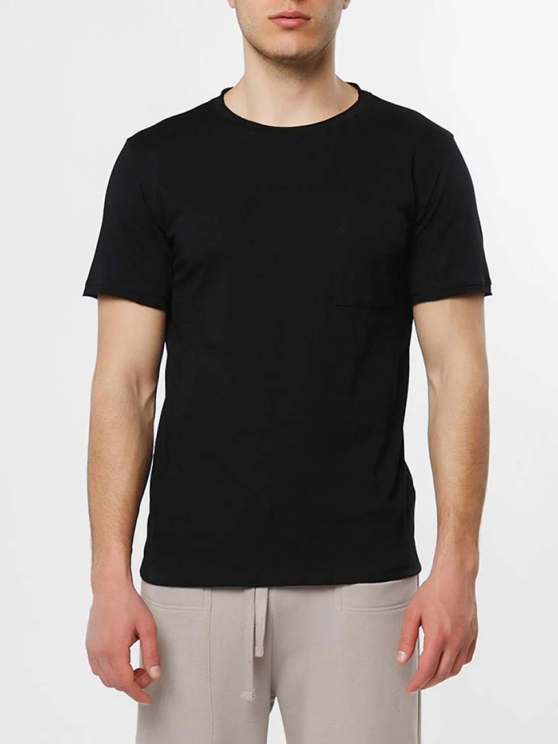 Slim Fit Pocket Crew Neck T-Shirt Black