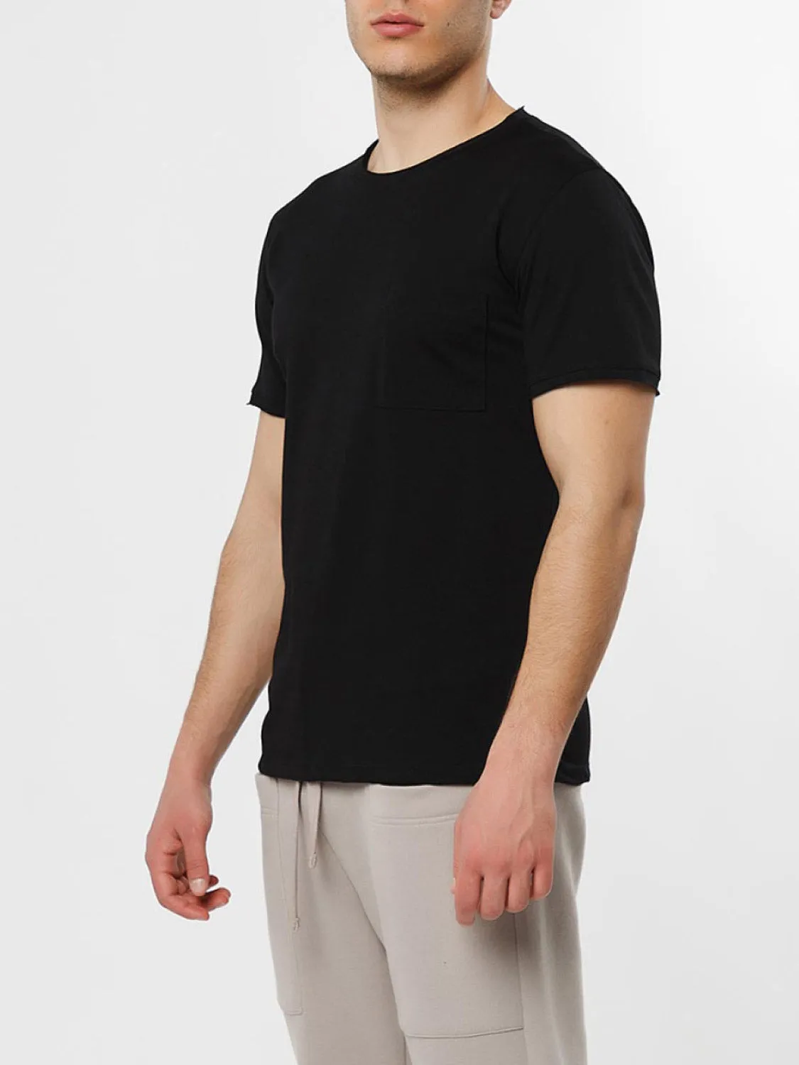 Slim Fit Pocket Crew Neck T-Shirt Black