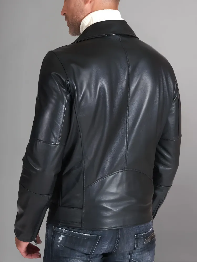 Slim Tan Brown Biker Leather Jacket