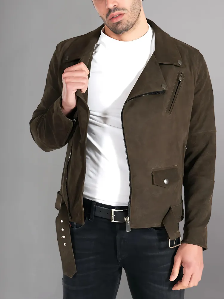 Slim Tan Brown Biker Leather Jacket