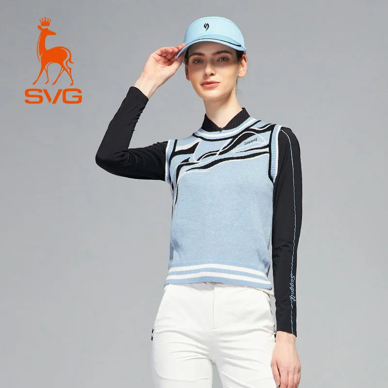 SVG Golf Women's Round Neck Knit Sweater Vest Top