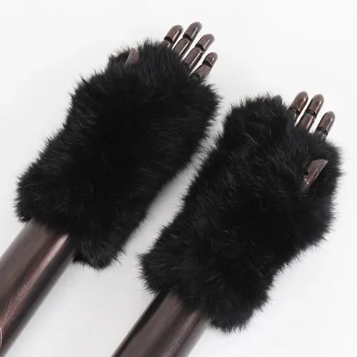 TEEK - Womens Natural Fluff Gloves Fingerless Gloves