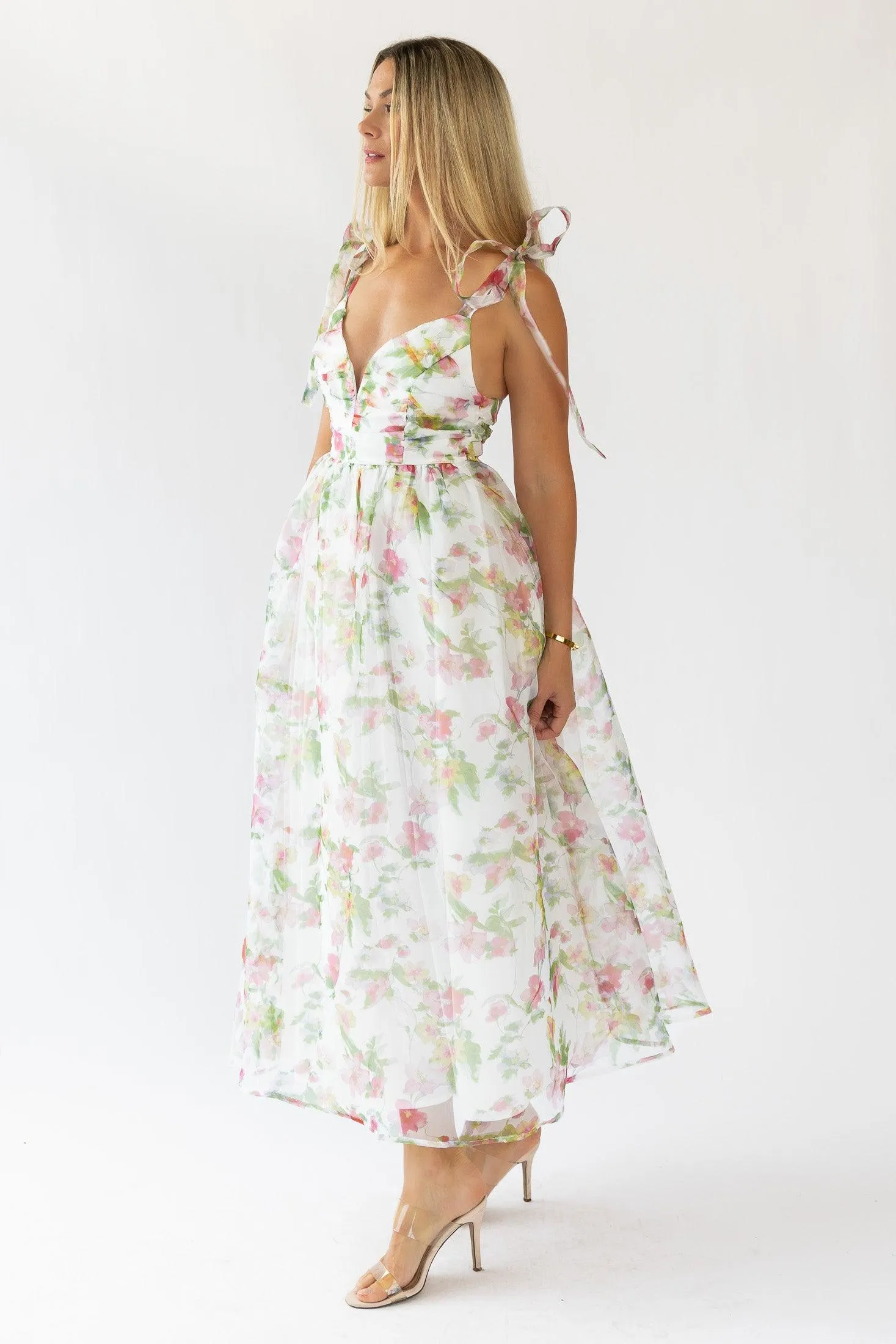 Thalia Floral Tie Shoulder Maxi Dress - Final Sale