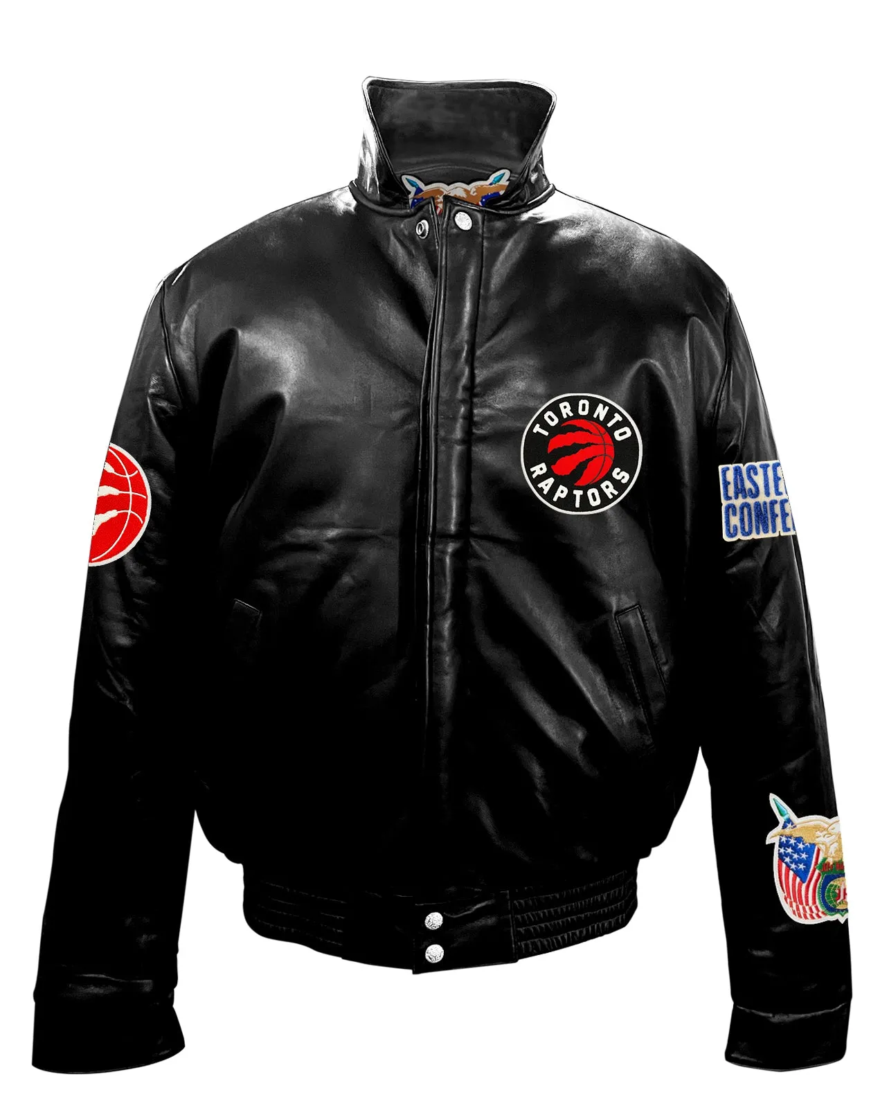 TORONTO RAPTORS FULL LEATHER PUFFER JACKET Black