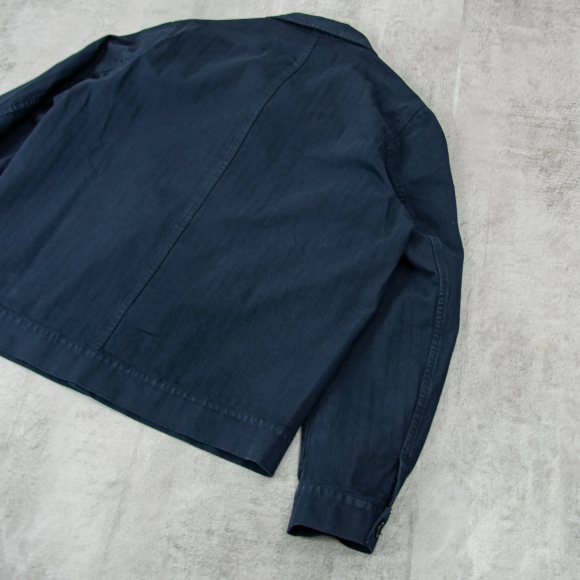 Vetra 27C Herringbone Weaved Bomber Jacket - Navy