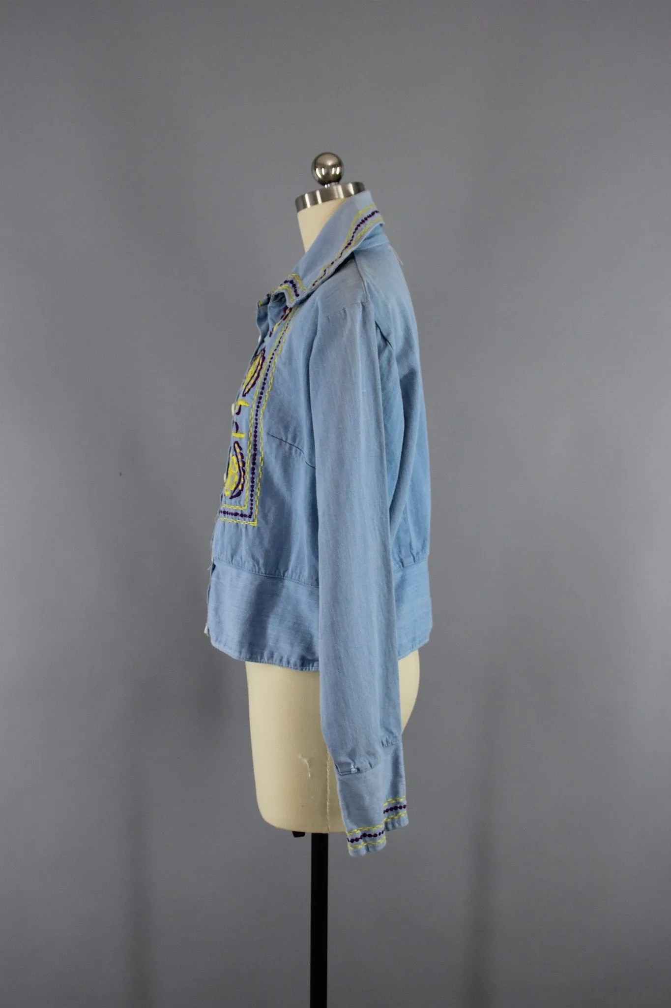 Vintage 1960s - 1970s Denim Embroidered Jacket