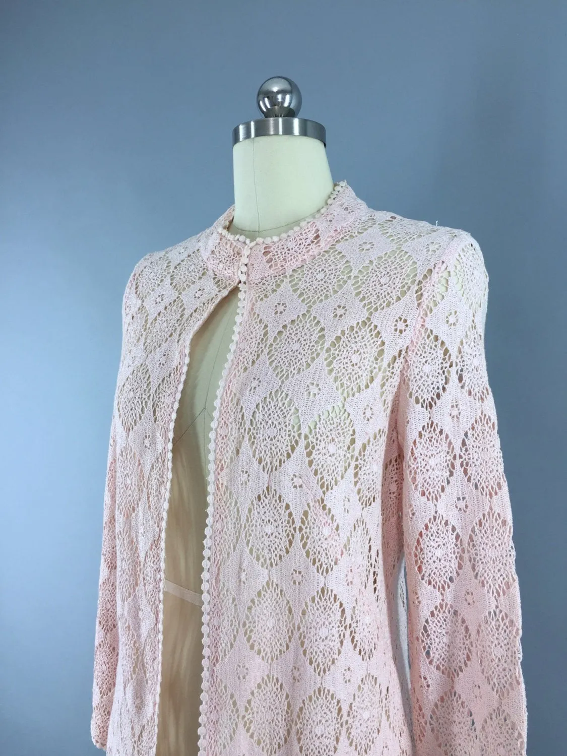 Vintage 1960s Bohemian Festival Crocheted Jacket