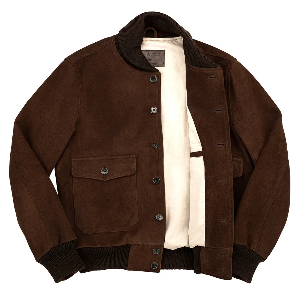 VOYAGEURS BOMBER SUEDE JACKET-HAZELNUT