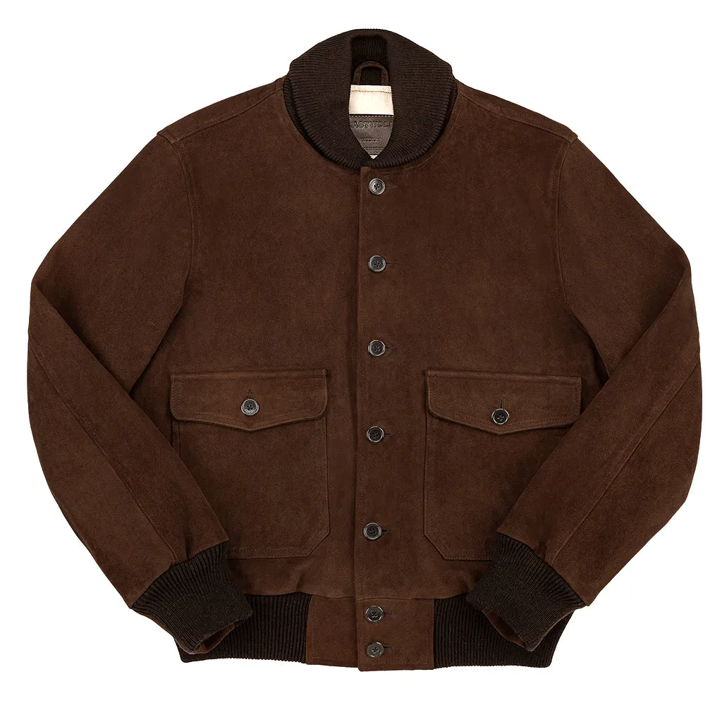 VOYAGEURS BOMBER SUEDE JACKET-HAZELNUT