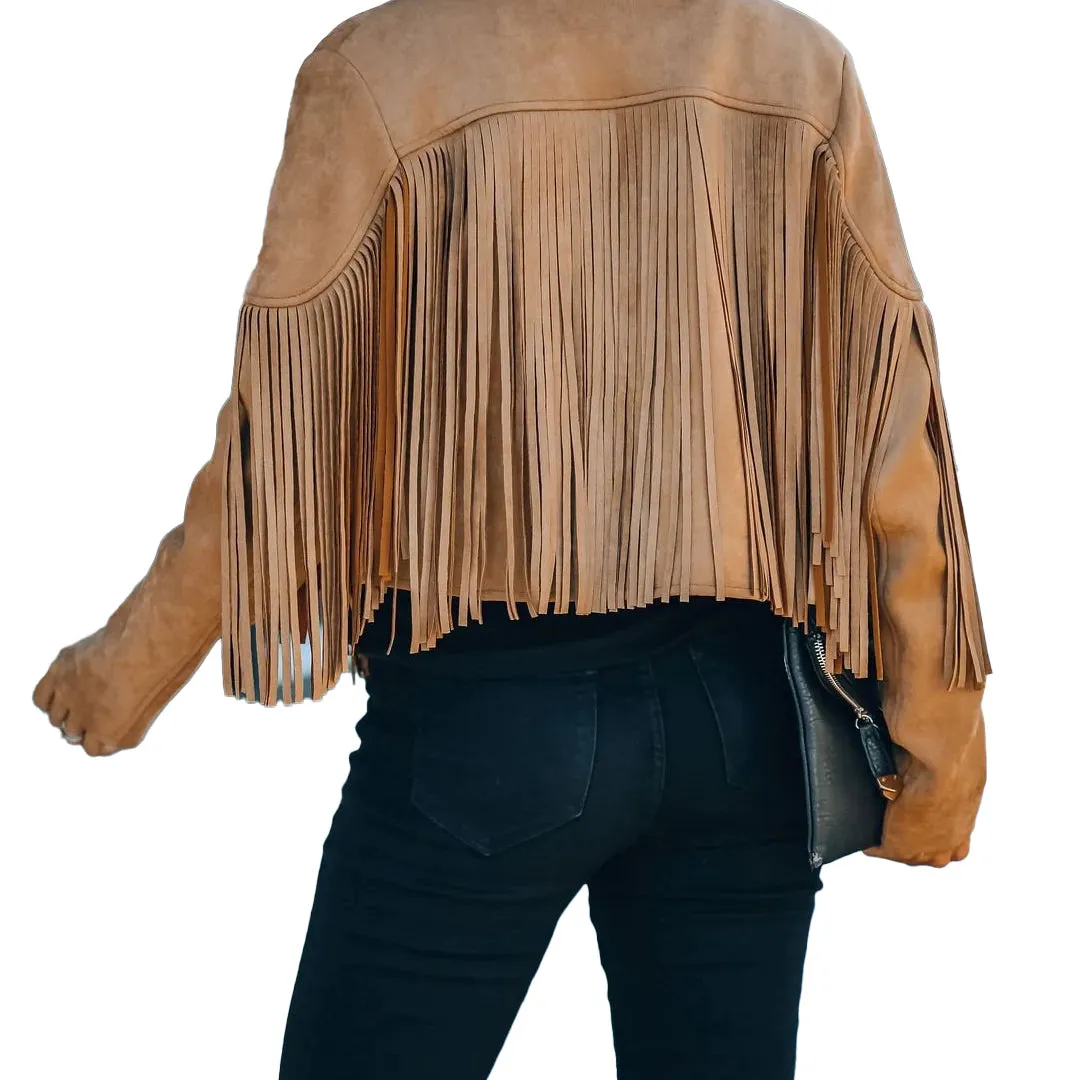 woman's Suede fringe  Leather jacket fringe