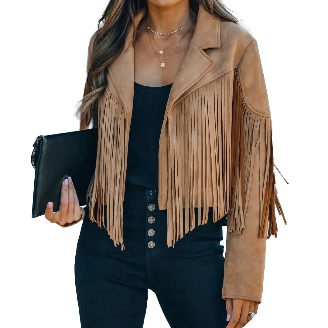 woman's Suede fringe  Leather jacket fringe